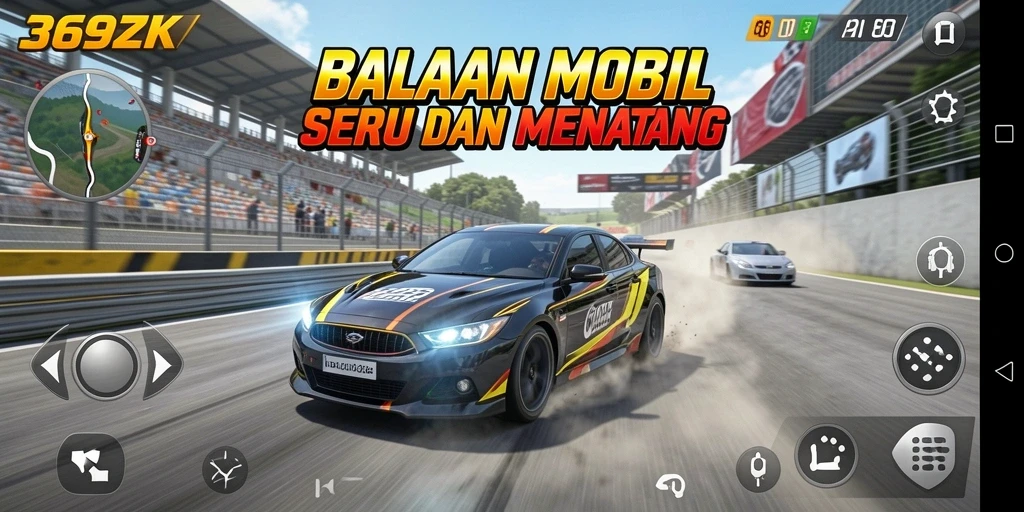 Tampilan antarmuka permainan Balap Mobil 369ZK yang menarik dan dinamis.