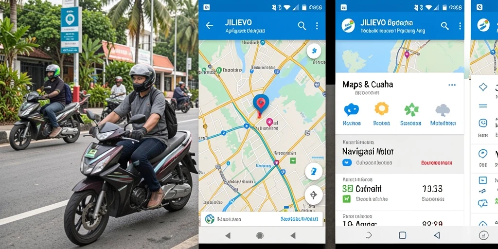 Tampilan antarmuka aplikasi JILIEVO untuk navigasi motor.