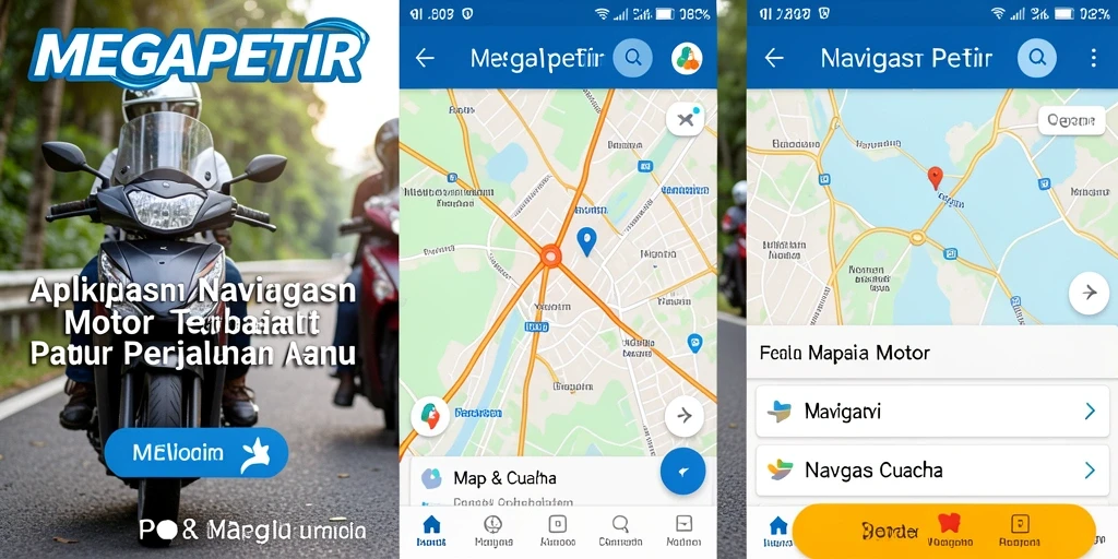 Tampilan antarmuka MEGAPETIR dengan fitur navigasi motor.