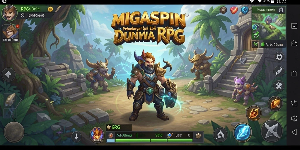 Antarmuka MIGASPIN yang menawan dengan karakter dan petualangan RPG.
