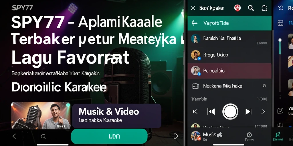 Tampilan antarmuka <strong>SPY77</strong> dengan opsi lagu dan lirik karaoke.