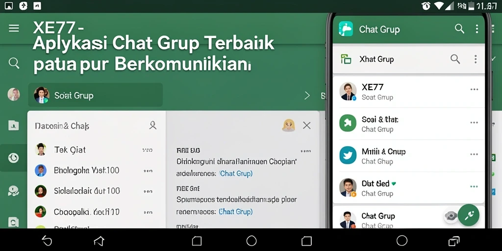 Tampilan antarmuka XE77 dengan fitur Chat Grup yang menarik.